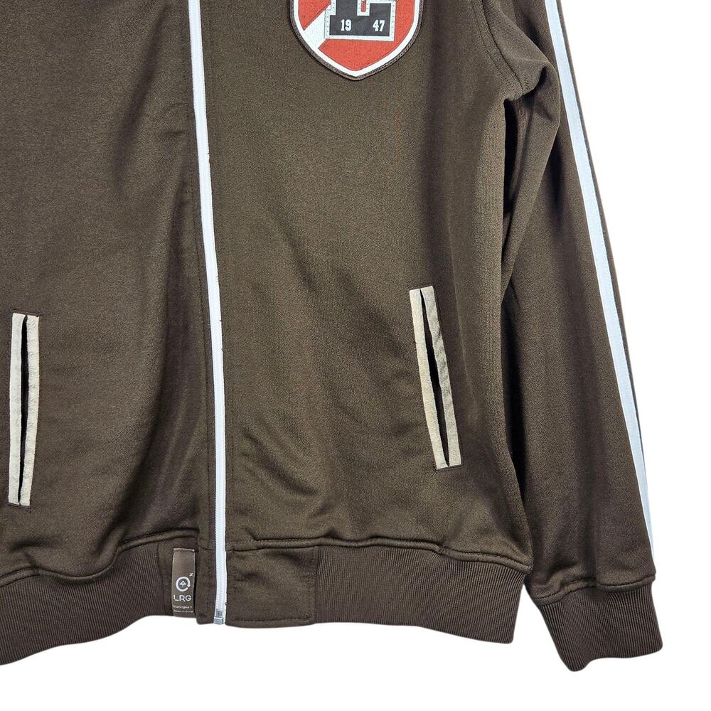 LRG Killa Cambridge Track Jacket Mens Medium Brown Suede Elbow Patches Varsity - Picture 6 of 12